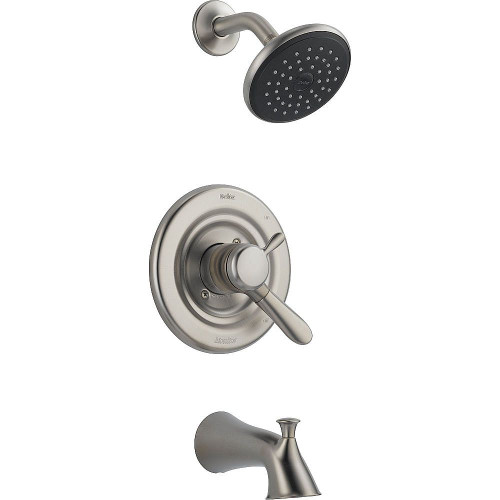 Dual Function Pressure Balanced Bath and Shower Trim with Integrated Volume Control Less Rough-in in Brilliance Stainless
