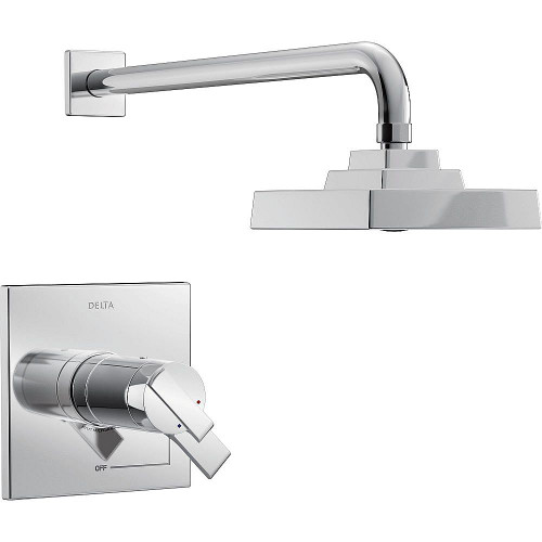 Dual Function Thermostatic Shower Trim with H2Okinetic Less Rough-in in Polished Chrome