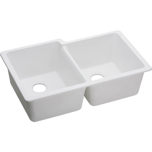 Elkay ELGU250RWH0 Gourmet E-granite Double Bowl Undermount Sink in White