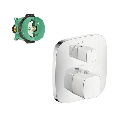 Hansgrohe K15775-01850WC PuraVida Thermostatic Trim with Volume Control with Rough-In in White/Chrome