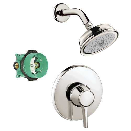 Hansgrohe KS15404-04070PN Croma C 100 Showerhead Kit with PBV Trim and Rough-in in Polished Nickel