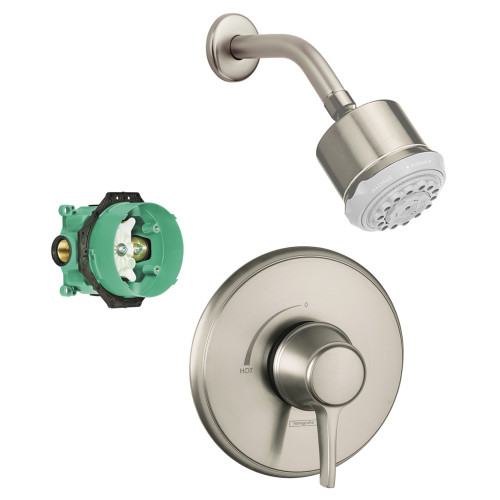 Hansgrohe KS15404-28496BN Clubmaster Showerhead Kit with PBV Trim and Rough-in in Brushed Nickel