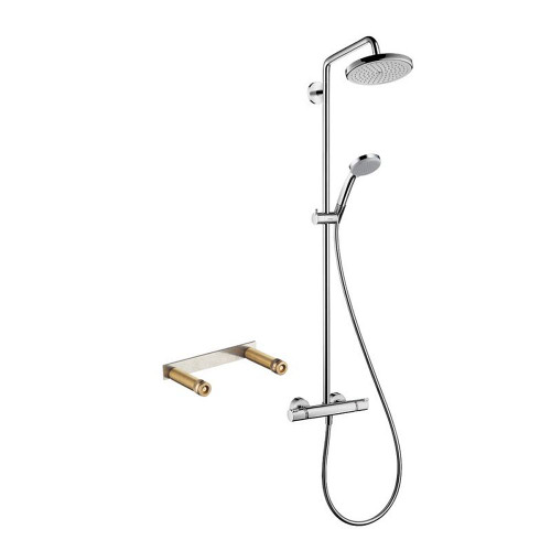 Hansgrohe KS27185-16181CR Croma 220 Showerpipe, Thermostatic Basic Set Included in Chrome