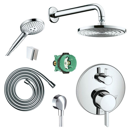 Hansgrohe KSH04447-27474-31PC Raindance Shower Faucet Kit with Handshower PBV Trim with Diverter and Rough-in in Chrome