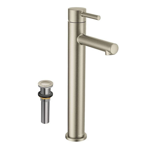 12-3/32-in Lavatory Faucet with Drain in Brushed Nickel