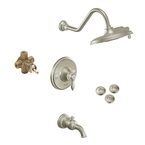 9-Inch Rain Shower and 6-3/4-Inch Spout in Brushed Nickel