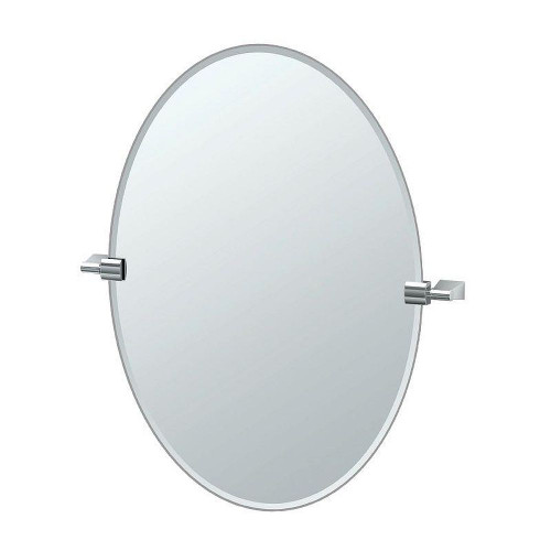 23-1/2inW X 26-1/2inH Wall-Mounted Frameless Oval Mirror in Chrome