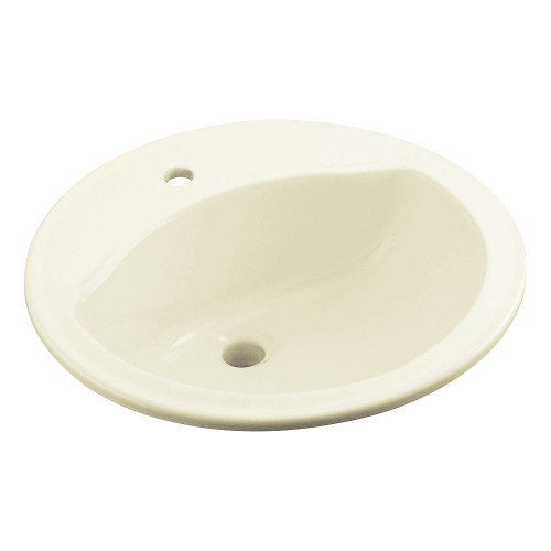 19-in x 19-in x 8-in Vitreous China Drop-In Round Bathroom Sink with Single Faucet Hole in Biscuit