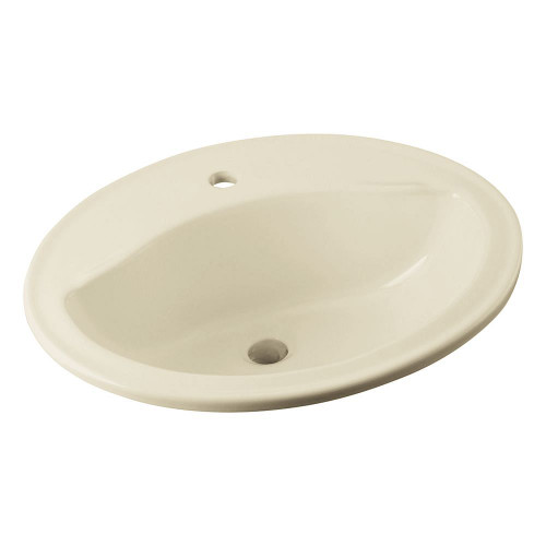 20-in x 17-in x 8-in Vitreous China Drop-In Oval Bathroom Sink with Single Faucet Hole in Biscuit