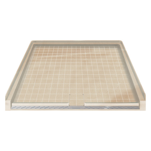 39.5 x 37.75 Solid Surface Barrier Free Shower Base with Trench Drain in Matrix Khaki
