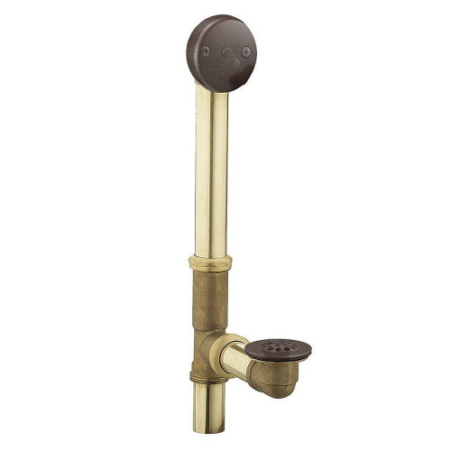 Tub Drain with Brass Tubing and Trip Lever Drain Assembly in Oil Rubbed Bronze