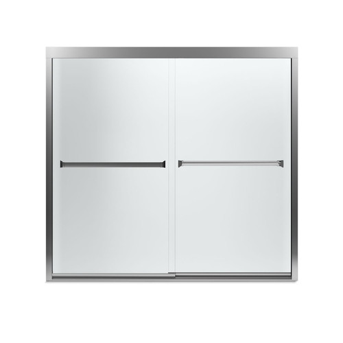59.37-in x 55.12-in Frameless Bathtub Door in Silver with Frosted Glass Pattern