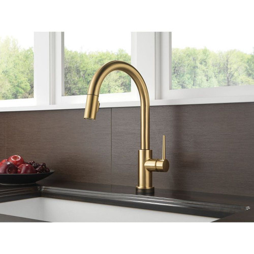 Delta 9159T-CZ-DST Trinsic Single Handle Pull-Down Kitchen Faucet with Touch2O Technology in Champagne Bronze
