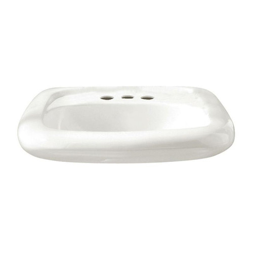 Wall Mounted Lavatory with Three Faucet Holes (4 Centers) and Everclean Surface, Less Oveflow in White