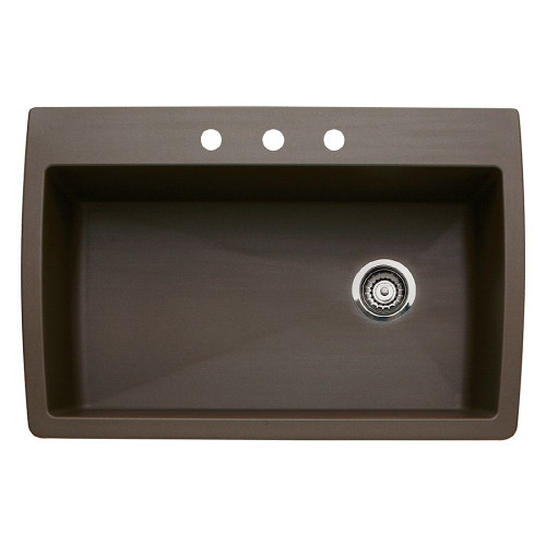 22-In X 33.5-In Single-Basin Granite Drop-In Or Undermount 3-Hole Residential Kitchen Sink in Cafe Brown