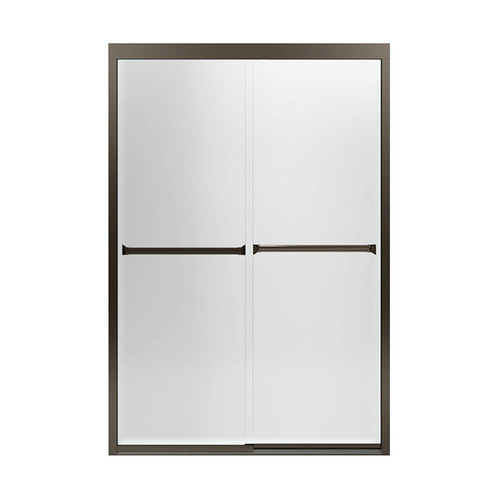 42.62-in to 47.62-in W x 69.68-in H Sliding Shower Door in Deep Bronze with Frosted Glass Pattern