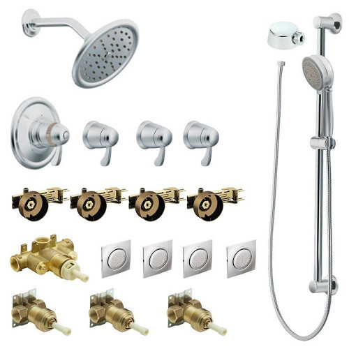 7-Inch Rainshower Vertical Spa Kit with Handheld Shower and Slide Bar in Chrome
