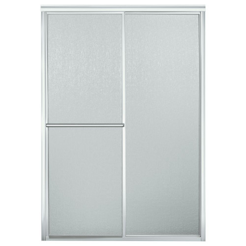 43.875-in to 48.875-in W x 70-in H Sliding Shower Door in Silver with Rain Glass Texture