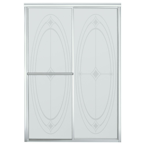43.875-in to 48.875-in W x 70-in H Sliding Shower Door in Silver with Ellipse Glass Pattern