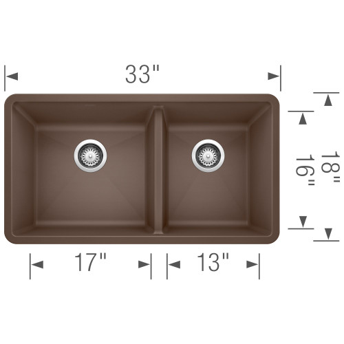 18-In X 33-In Double-Basin Granite Undermount Kitchen Sink in Cafe Brown