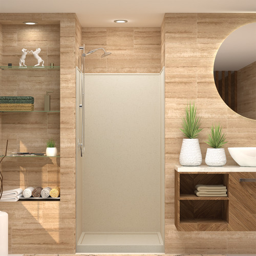 36-in x 36-in x 72-in Solid Surface Shower Wall Trimmable Surround in Matrix Khaki