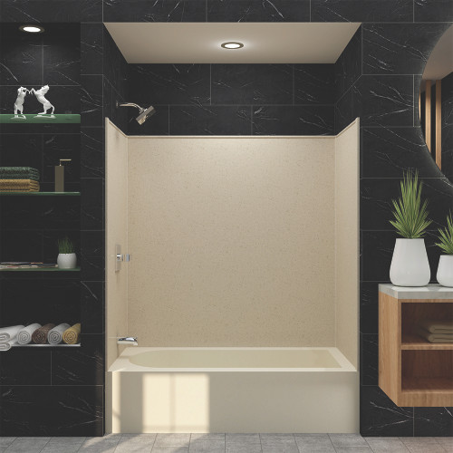60-in x 32-in x 60-in Solid Surface Tub Wall Surround in Matrix Khaki
