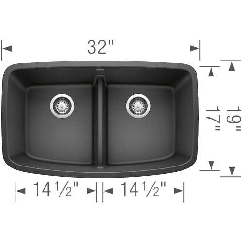 19-in x 32-in Granite 9.5-in Deep Kitchen Sink, in Anthracite