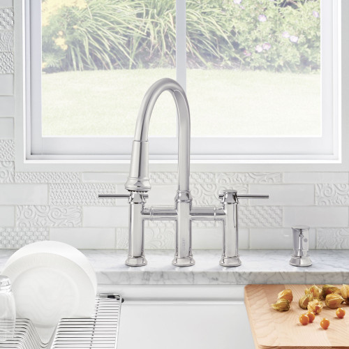 Pull Down Kitchen Bridge Faucet 1.5 gpm in Chrome