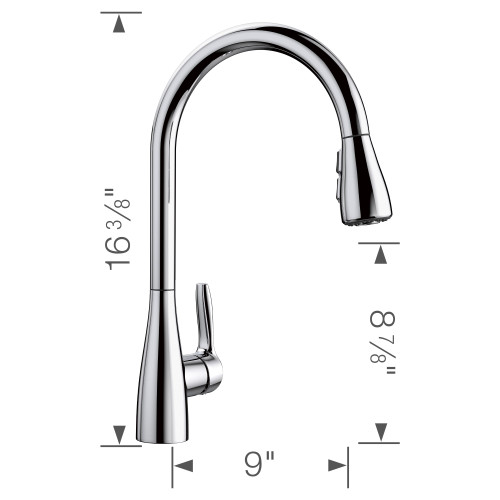 Kitchen Faucet With Pull-Down Spray 1.5 gpm in Chrome