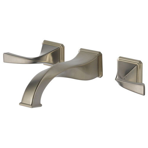 Two Handle Wall-Mount Lavatory Faucet in Brushed Nickel Finish, 1.2gpm Flow Rate