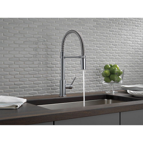 Single Handle Pull-Down Kitchen Faucet With Spring Spout in Arctic Stainless Finish