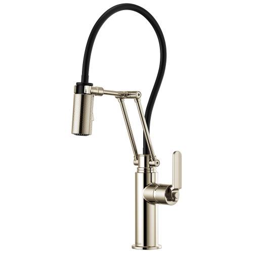 Articulating Faucet with Industrial Handle in Polished Nickel Finish