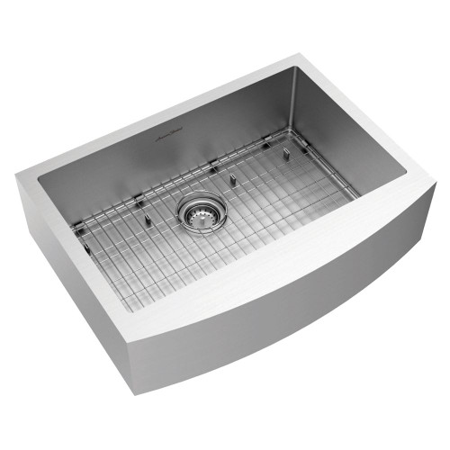 30" Farmhouse Single Basin Kitchen Sink with Basin Rack, Basket Strainer, SoundSecure+ and StoneLock Technologies in Stainless Steel