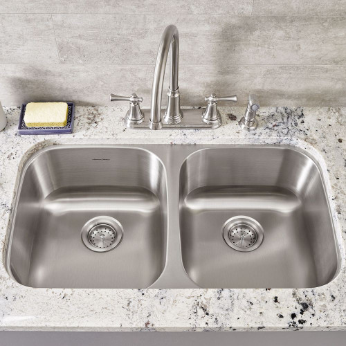 32.25" Double Basin Kitchen Sink for Undermount Installations with Drains in Stainless Steel