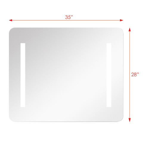 35.43 X 1.69 X 29.53 LED-Backlit Contemporary Mirror with Touch Sensor