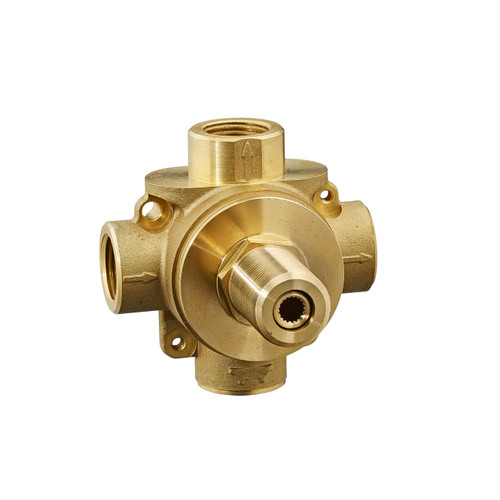 3-Way In-Wall Diverter Valve Body with Shared Functions