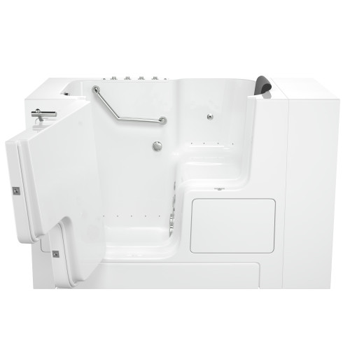 32-in. x 52-in. Outward Opening Door Walk-In Air Spa and Whirlpool Massage Bathtub with Left Door/Drain in White