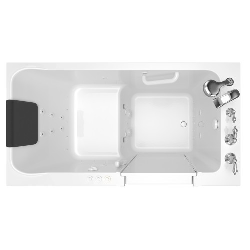 32-in. x 60-in. Walk-In Air Spa and Whirlpool Massage Bathtub with Right-Hand Drain and Tub Faucet in White
