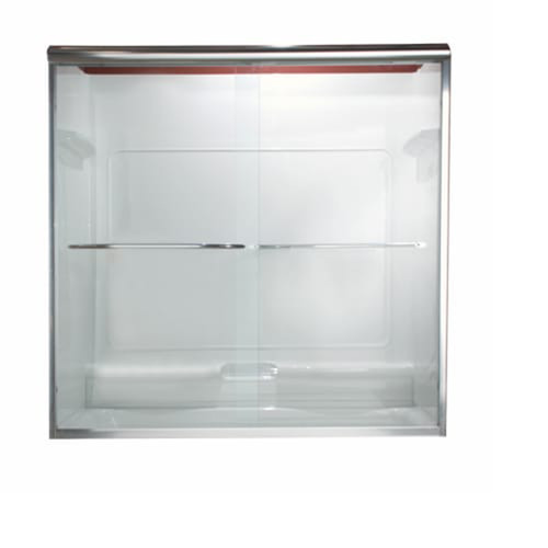 70" Tall Frameless, Bypass, Clear Glass Shower Door for 56" to 60" Width Openings in Silver