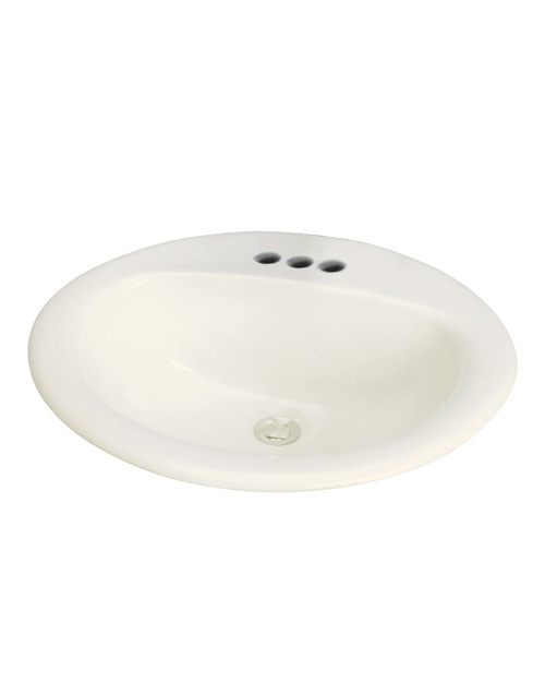 Transolid TL-1554-08 Vitreous China Drop-in Lavatory with 4-in Centerset in Biscuit