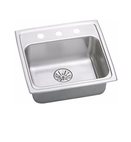 19-1/2" x 19" x 6-1/2" 18 Gauge Stainless Steel Single Bowl Quick-Clip Drop-in ADA Sink with Perfect Drain and 3 Faucet Holes in Lustrous Satin