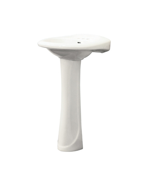 Vitreous China Lavatory Sink with 4-in centers for use with TP-1410 Pedestal Leg, in White