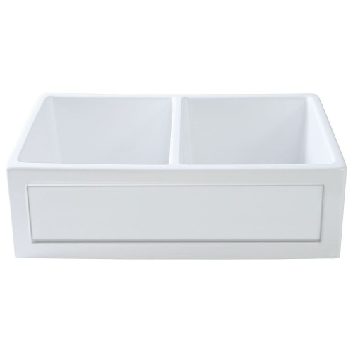 33-in x 20-in x 10-in Double Equal Bowls with Reversible (Country/Plain) Front, Farmhouse Fireclay Kitchen Sink, Undermount Installation, in White