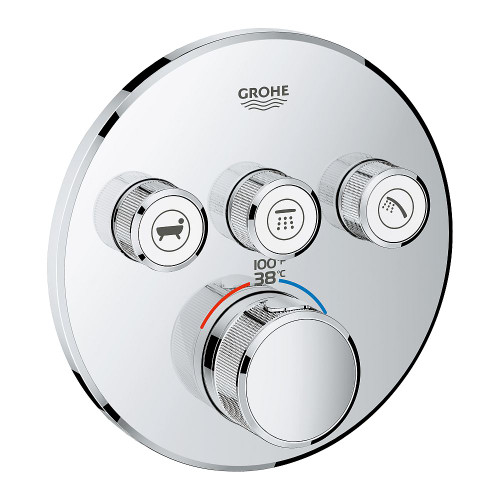 Grohe 29138000 Grohtherm SmartControl Triple Function Thermostatic Trim with Control Module in StarLight Chrome