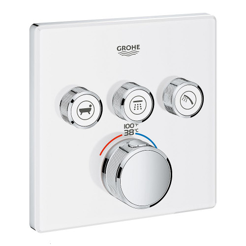Grohe 29165LS0 Grohtherm SmartControl Triple Function Thermostatic Trim with Control Module in Moon White