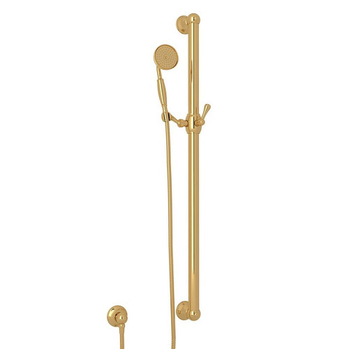 36-in Decorative Grab Bar Set with Single-Function Anti-Cal Handshower/Hose/Outlet in Italian Brass