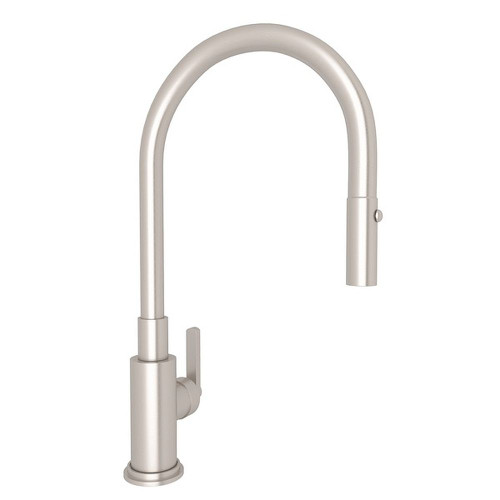 Pull-Down Kitchen Faucet With Metal Lever Handle In Satin Nickel