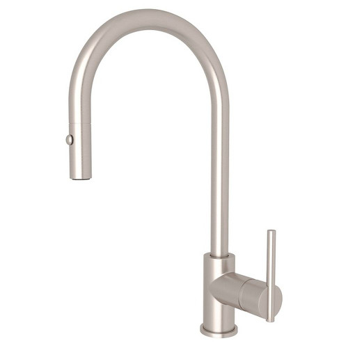 Pull-Down Side Lever Kitchen Faucet With Metal Lever Handle In Satin Nickel