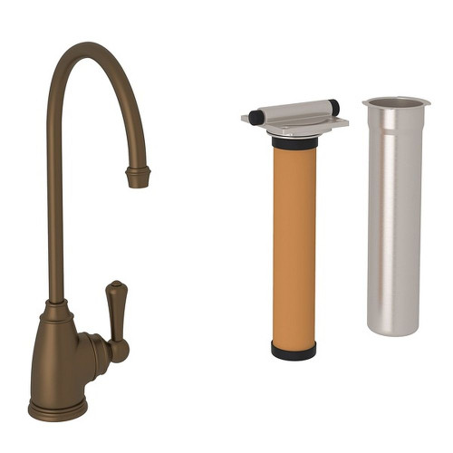 Georgian Era C-Spout Filter Faucet With Metal Lever In English Bronze