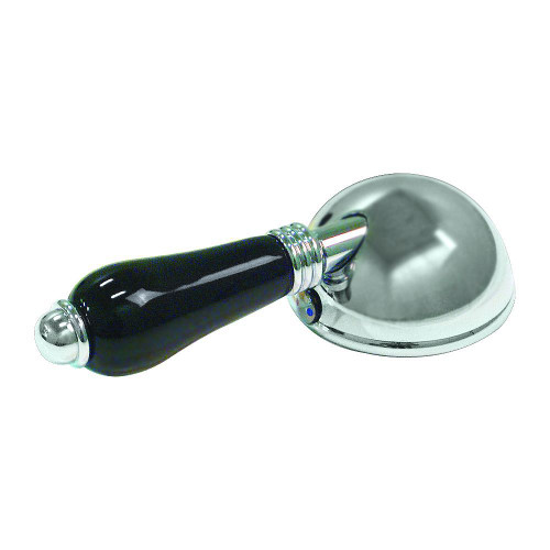 Black Porcelain Single Lever Handle With Dome Cap In Polished Chrome